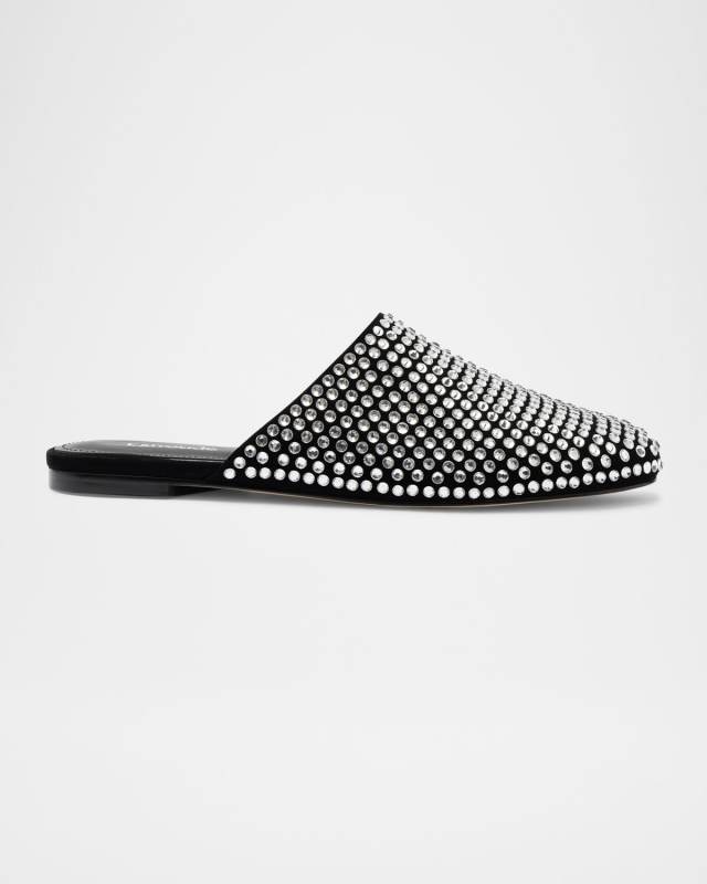 Venice Crystal Suede Ballerina Mules
